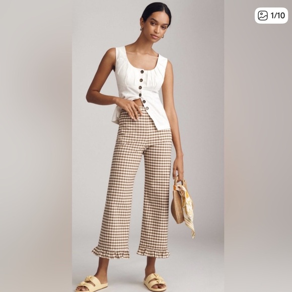 Maeve Pants - NWT Gingham ruffle colettes